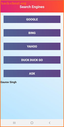 Search Engines - Google Bing Yahoo Duck Duck Ask screenshot