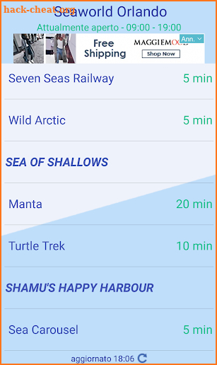 Seaworld Orlando Live - Waiting times screenshot