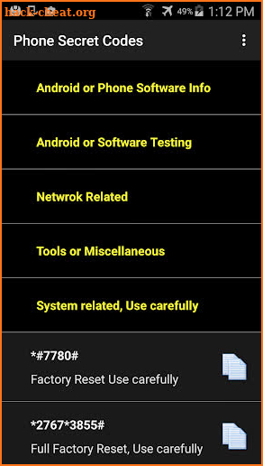 Secret Codes for Phones screenshot
