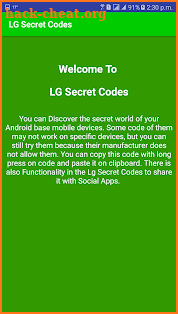 Secret Codes of LG Mobiles screenshot