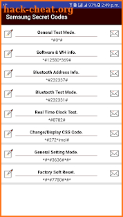 Secret Codes of Samsung Mobiles screenshot