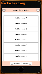 Secret list of Netflix codes screenshot