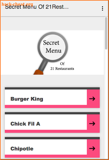 Secret Menu Of 21 Restaurants screenshot