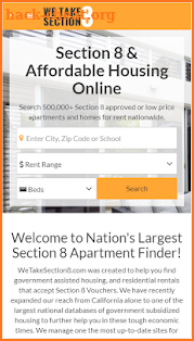 Section 8 and Affordable Rentals screenshot