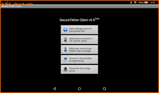SecureTether Client - Android WiFi tethering screenshot
