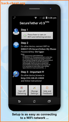 SecureTether WiFi - Secure no root mobile hotspot screenshot