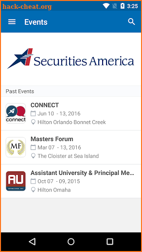 Securities America Event Guide screenshot