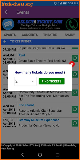 Select-A-Ticket screenshot