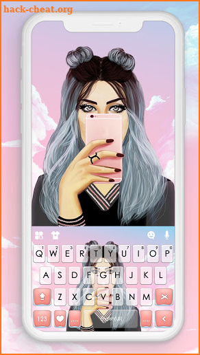Selfie Phone Girl Keyboard Background screenshot