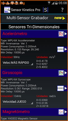 Sensor Kinetics Pro screenshot