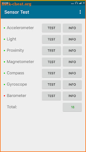 Sensor Test screenshot