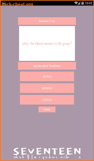 Seventeen Quiz Game screenshot