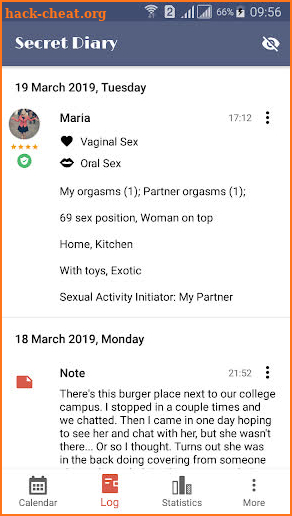 Sex Life - Sex Tracker, Diary of Sex, Sex Calendar screenshot