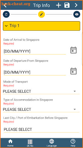 SG Arrival Card screenshot