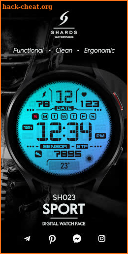 SH023 Watch Face, WearOS watch screenshot