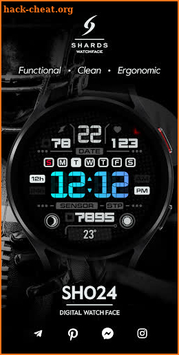 SH024 Watch Face, WearOS watch screenshot
