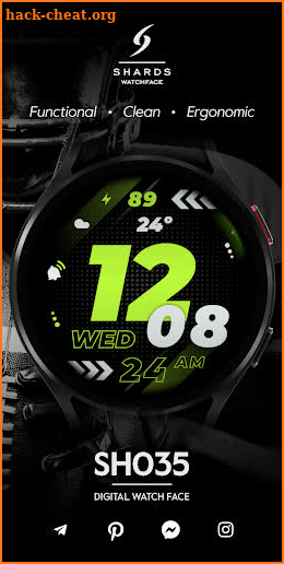 SH035 Watch Face, WearOS watch screenshot