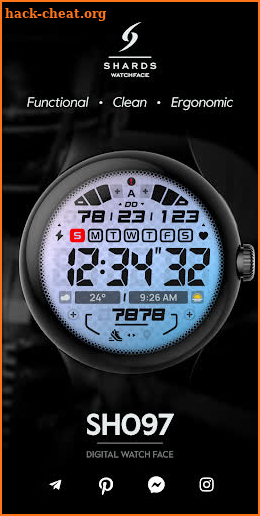 SH097 Watch Face, WearOS watch screenshot