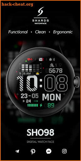 SH098 Watch Face, WearOS watch screenshot