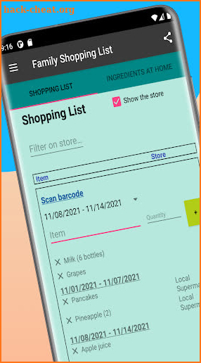 Shared Family Shopping List screenshot