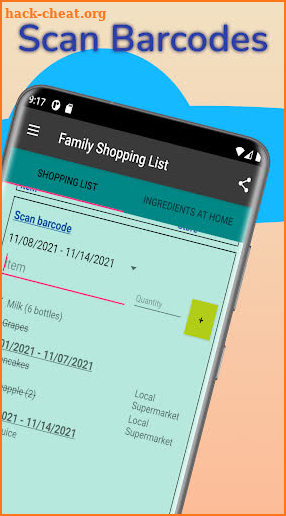 Shared Family Shopping List screenshot