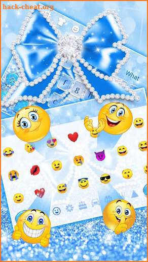 Shine Blue Glitter Diamond Bow keyboard Theme screenshot