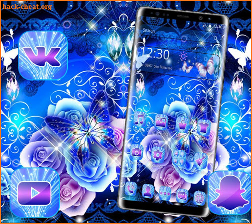 Shiny Blue Butterfly Theme screenshot