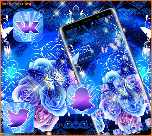 Shiny Blue Butterfly Theme screenshot