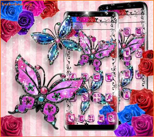 Shiny Diamond Colorful Butterfly Theme screenshot