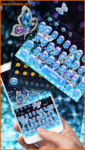 Shiny Luxury Diamond Butterfly Blue Keyboard screenshot
