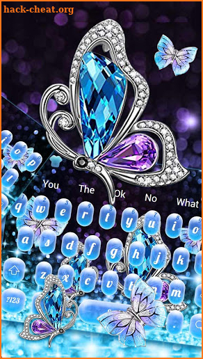 Shiny Luxury Diamond Butterfly Blue Keyboard screenshot