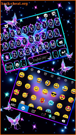 Shiny Neon Butterfly Keyboard Theme screenshot