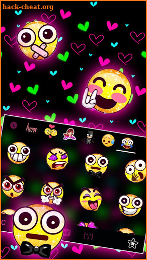 Shiny Neon Hearts Keyboard Theme screenshot
