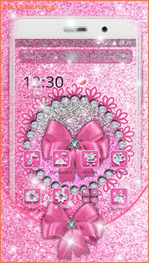 Shiny Pink Glitter Bow Theme screenshot