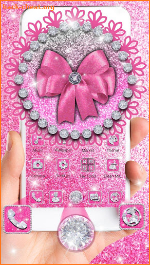 Shiny Pink Glitter Bow Theme screenshot