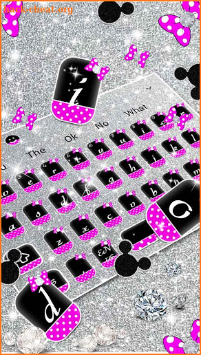Shiny Silver Glitter Bow Keyboard theme screenshot