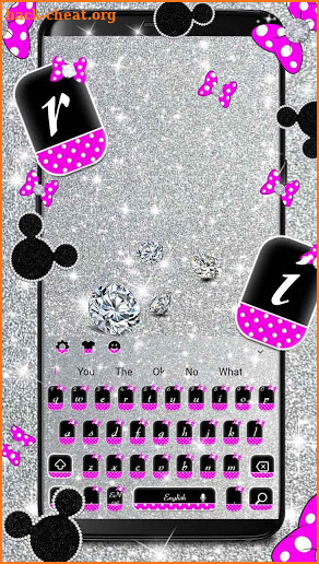 Shiny Silver Glitter Bow Keyboard theme screenshot
