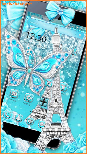 Shiny Turquoise Diamond Butterfly Theme screenshot