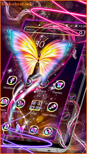 Shiny Yellow Neon Butterfly Theme screenshot