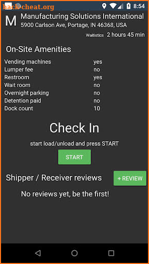 Shipper Info screenshot