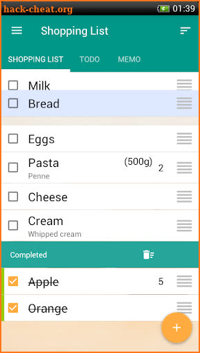 Shopping list - check list screenshot