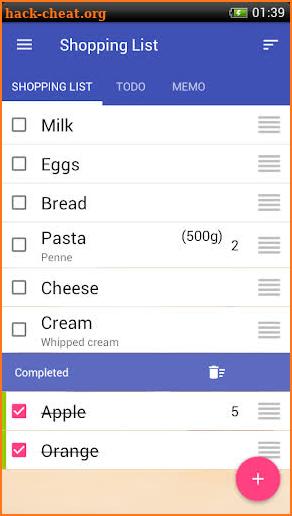 Shopping list - check list screenshot