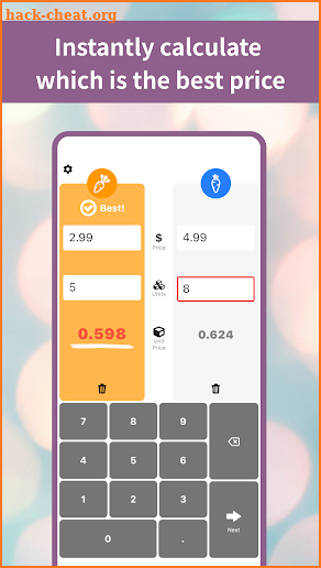 Shopping Unit Price Calculator screenshot