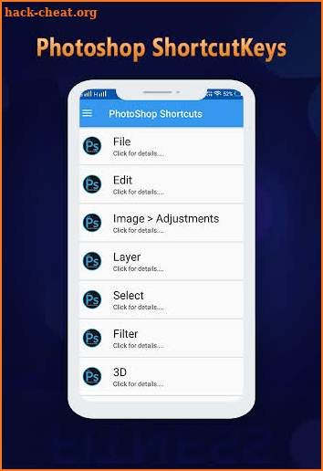Shortcut Keys for Photoshop screenshot
