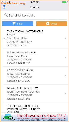 Showman's Directory screenshot
