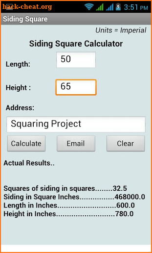 Siding Square Calculator screenshot