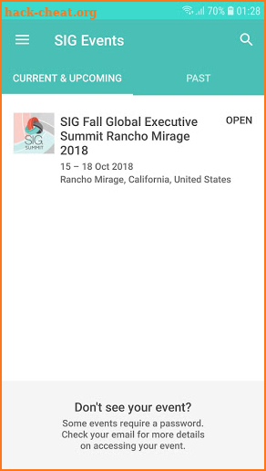SIG Events App screenshot