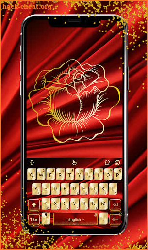 Silk Red Luxury Gold Keyboard Theme screenshot