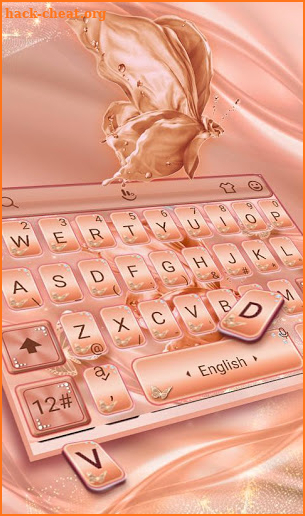 Silk Rose Gold Butterfly Keyboard Theme screenshot