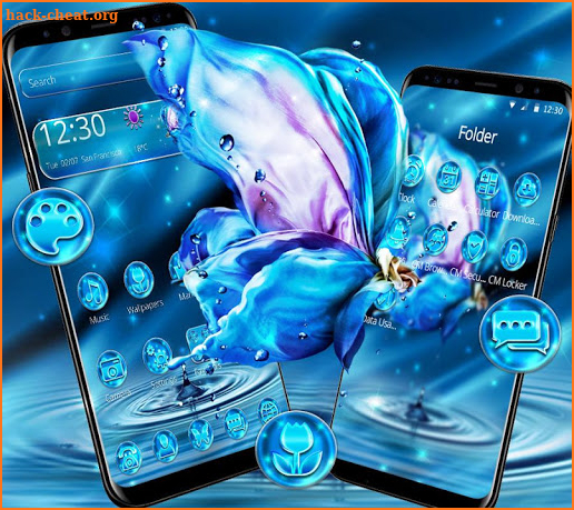 Silky Blue Purple Butterfly Theme screenshot